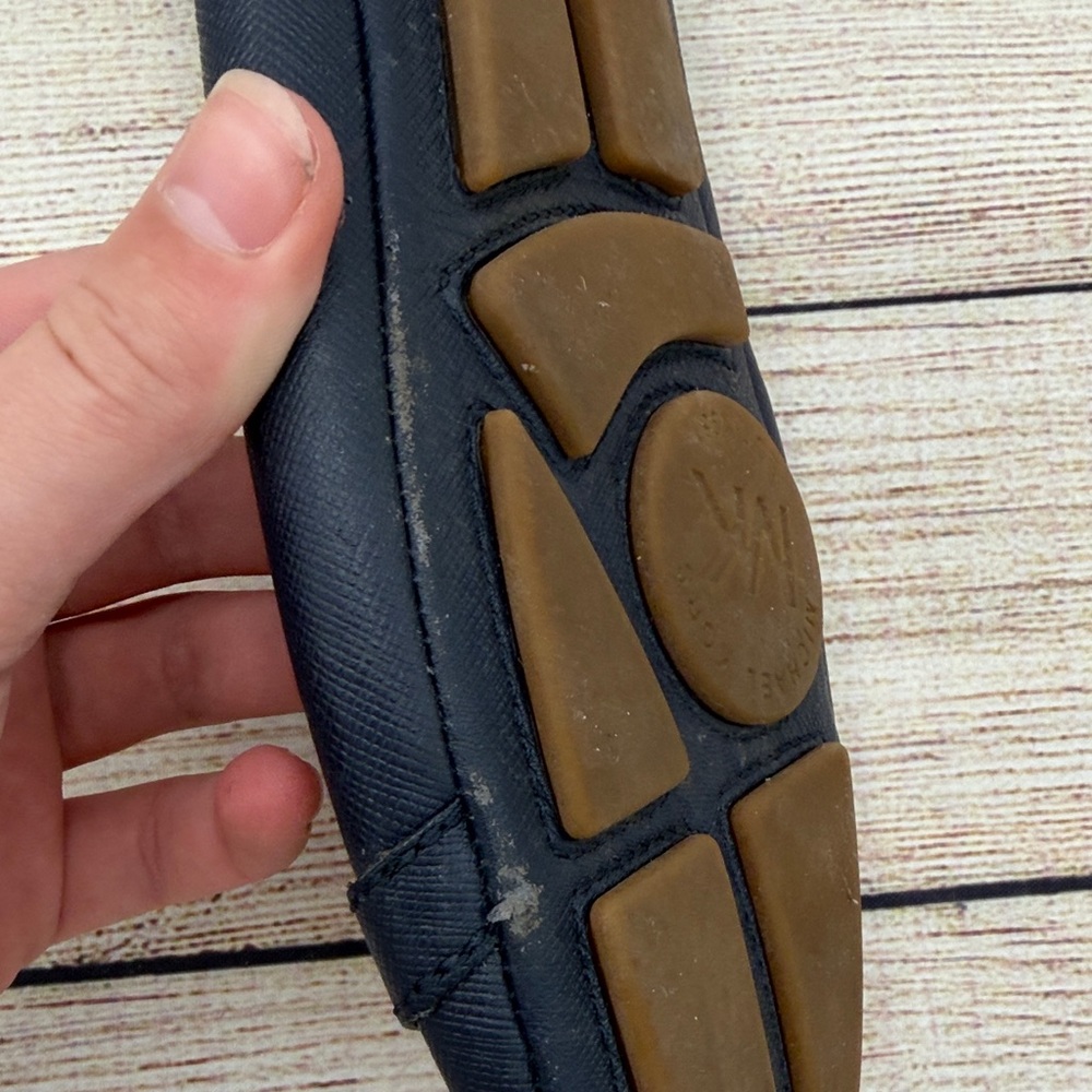 Michael Kors Navy Flats with Gold Logo - Picture 12 of 15